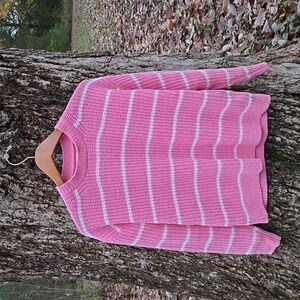 J. Crew. Pink and White Striped Sweater. Ladies Size S. Like New Condition!